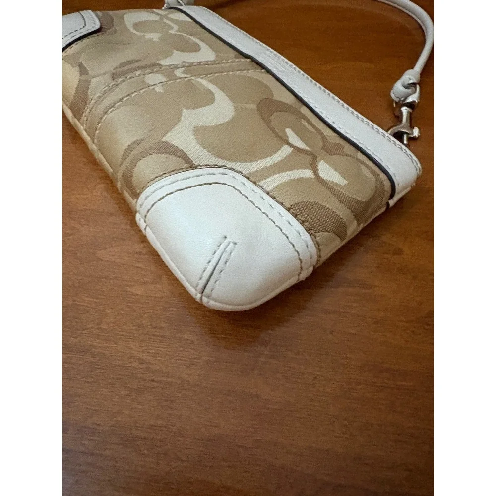 Coach‎ Signature Jacquard Mini Wristlet Pouch Khaki Ivory Y2K